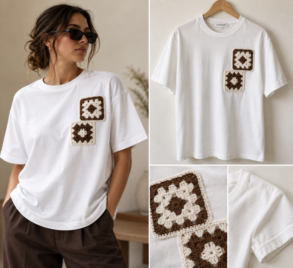 Women’s Dual Color Crochet Granny Square T-Shirt | HH Signature